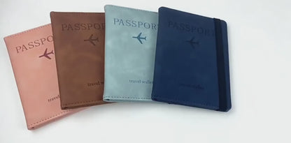 ארנק לדרכון, כיסוי דרכון, לנשים, לגברים עם הגנת rfid וחריטה בלייזר אישית עם תמונה, טקסט, תאריך