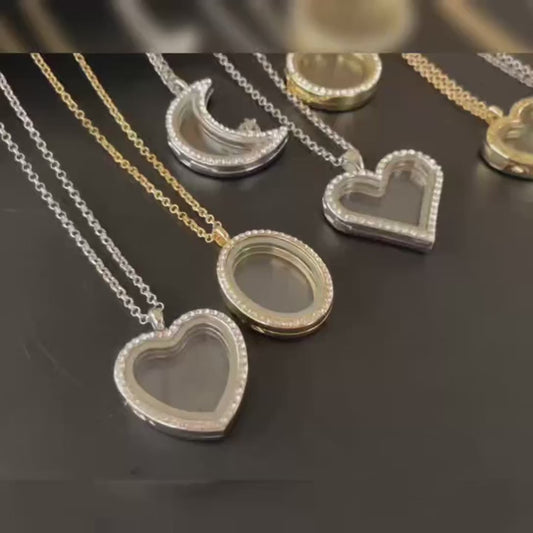 שרשרת לב נפתח עם תמונה - זהב